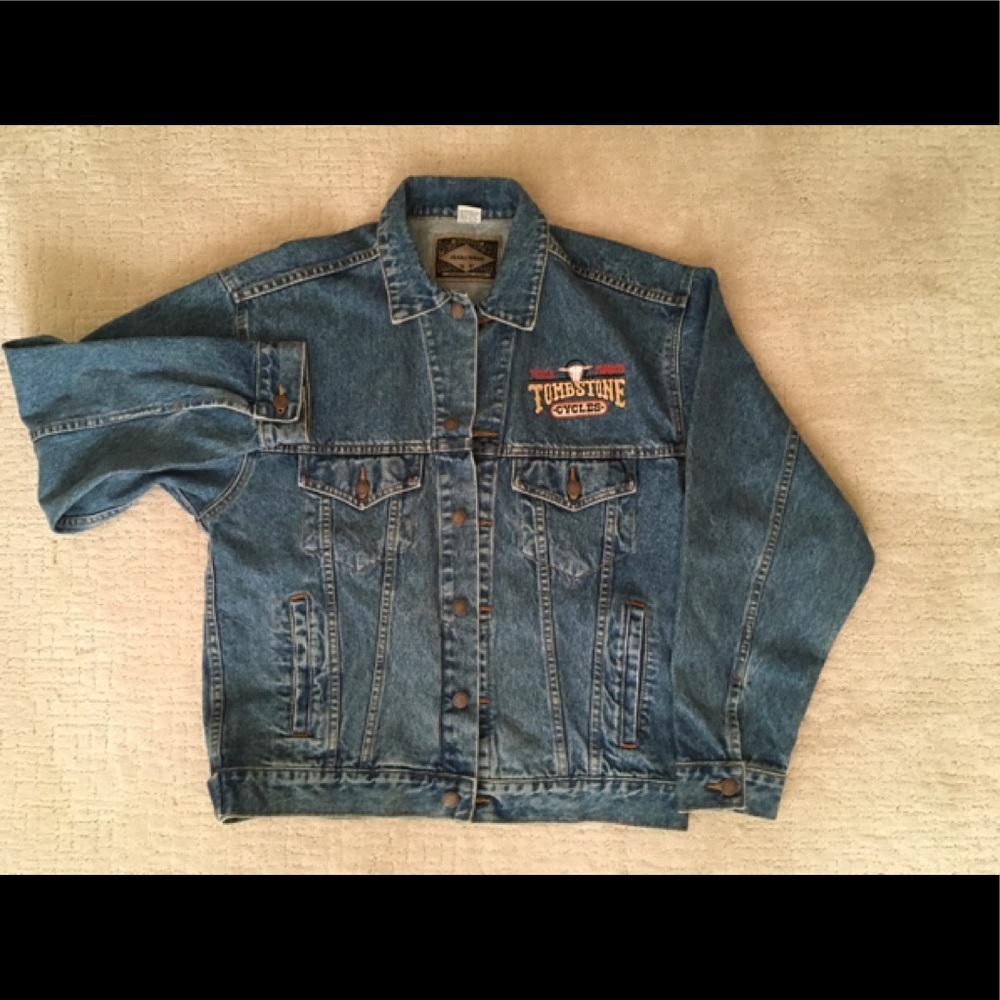 Jean jacket , embroidered back, new. - Picture 3 of 5